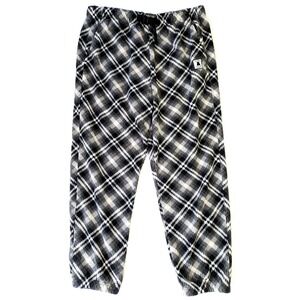 Teddy Fresh B&W Plaid Fleece Sweatpants Casual Joggers Belted Pants Mens 2XL XXL